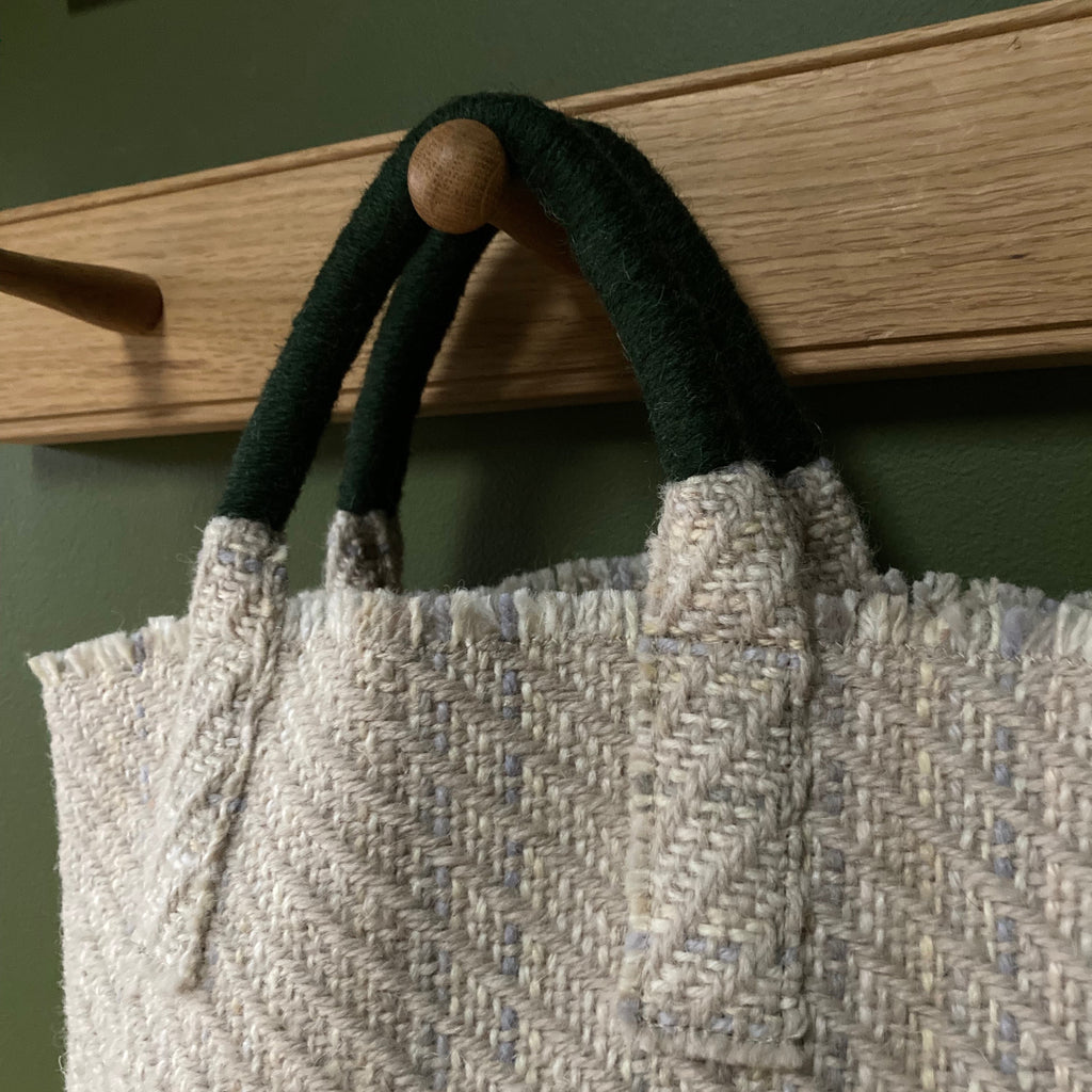 Milnsbridge Ethel - Handmade Woollen Bag - Green & Cream