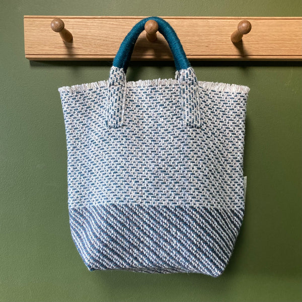 Milnsbridge Ethel - Handmade Woollen Bag - Teal & Grey