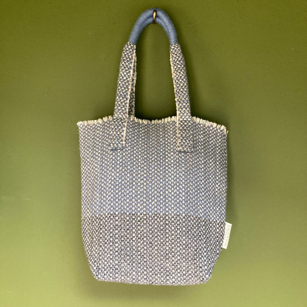 Milnsbridge Long Ethel - Handmade Woollen Bag - Greys & Blue
