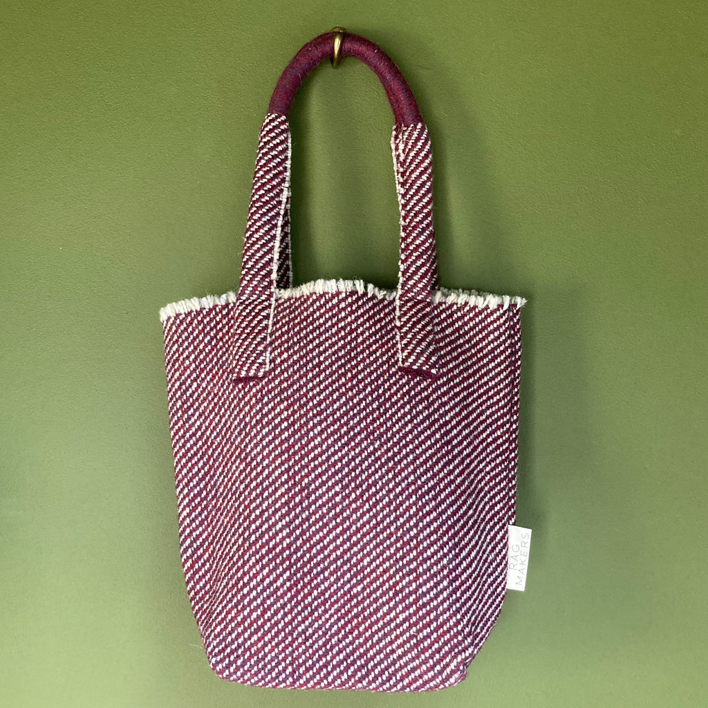 Milnsbridge Long Ethel - Handmade Woollen Bag - Blackberry