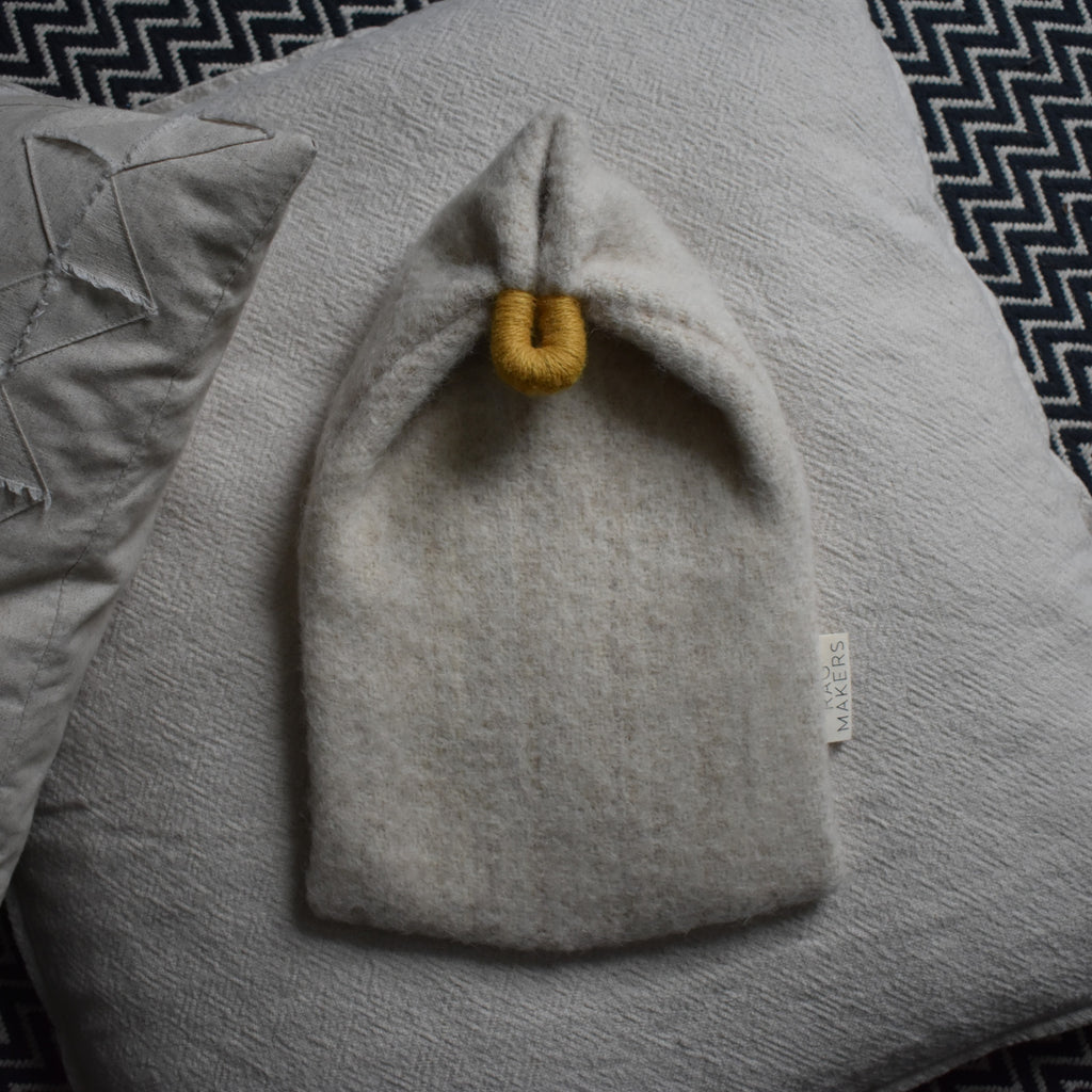 Milnsbridge Hot Water Bottle and cover - 100% Wool - Cream/Yellow