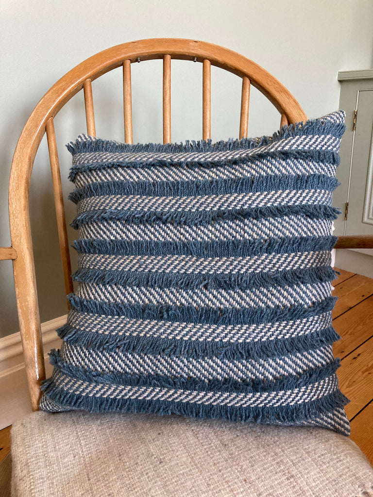 Milnsbridge Cushion - Applique Stripe - Blues