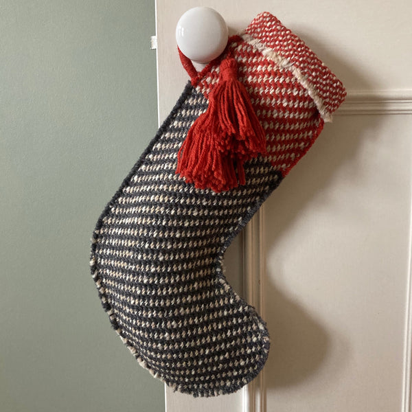 Milnsbridge Handmade Woollen Christmas Stocking - Grey/Red